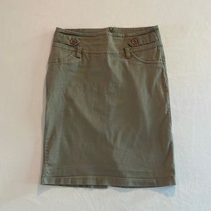 Khaki Green Cotton and Elastan Skirt